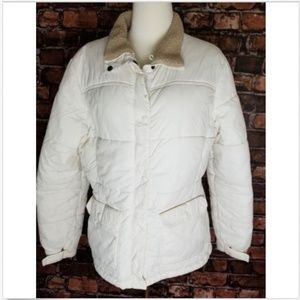 Lands End Weatherly Jacket Off-White Winter Puffer
